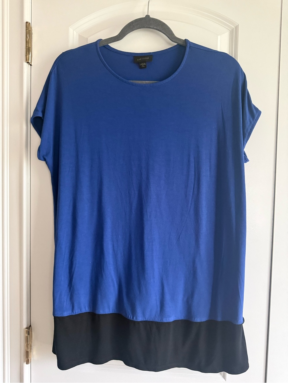 J. Jill Wearever Collection Blue & Black Layered Tee, size MP, EUC!